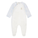 Versace White & Blue Medusa Embroidered Cotton Jersey Bodysuit