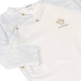 Versace White & Blue Medusa Embroidered Cotton Jersey Bodysuit
