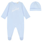 Versace Sky Blue Gift Set Footie With Hat