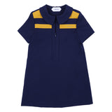 Versace Navy Blue Dress With Brand Name Embroidery