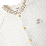 Versace Off-White Embroidered Matelasse Cotton-Jersey Sleepsuit