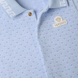Versace Light Blue Jacquard Cotton-Pique Sleepsuit
