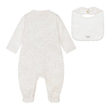 Versace White & Beige Barocco-Print Babygrow Set