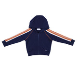 Versace Navy Blue Embroidered-Logo Cotton-Jersey Zip Hoodie