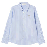 Versace Blue Embroidered-Logo Striped Cotton-Poplin Shirt