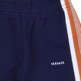 Versace Navy Blue Embroidered-Logo Cotton-Jersey Sweatpants