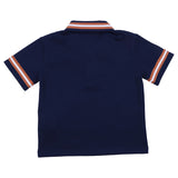 Versace Navy Embroidered-Logo Stretch Pique Zip Polo