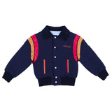 Versace Navy Blue Embroidered-Logo Cotton-Jersey Blouson