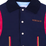 Versace Navy Blue Embroidered-Logo Cotton-Jersey Blouson