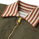 Versace Green Embroidered-Logo Nylon Blouson