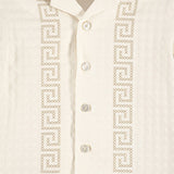 Versace Cream Micro-Check Jacquard Cotton Shirt