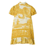 Versace Gold Printed Silk-Twill Dress