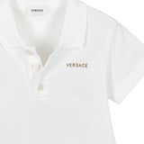 Versace White Logo-Embroidered Short-Sleeve Polo Shirt