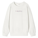Versace White Embroidered-Logo Cotton-Jersey Sweater