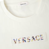 Versace White & Sequin Embroidered-Logo Cotton-Jersey T-Shirt