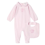 Versace Pink Printed Stretch Cotton-Jersey Sleepsuit Set