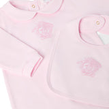 Versace Pink Printed Stretch Cotton-Jersey Sleepsuit Set