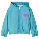 Versace Teal Embroidered Nylon Windbreaker Jacket