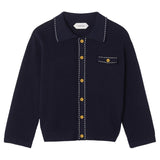 Versace Navy Blue Cotton Knit Cardigan