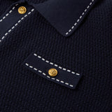 Versace Navy Blue Cotton Knit Cardigan