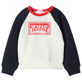 Versace White & Navy Printed Cotton-Jersey Sweatshirt