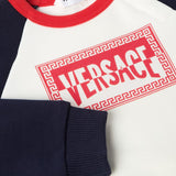 Versace White & Navy Printed Cotton-Jersey Sweatshirt