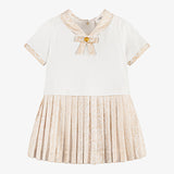 Versace White & Beige Printed Cotton-Jersey & Twill Dress