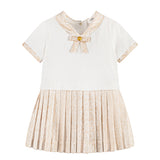 Versace White & Beige Printed Cotton-Jersey & Twill Dress