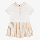 Versace White & Beige Printed Cotton-Jersey & Twill Dress