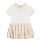 Versace White & Beige Printed Cotton-Jersey & Twill Dress