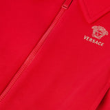 Versace Red Embroidered-Logo Cotton-Jersey Blouson