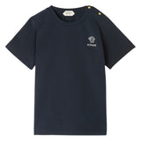 Versace Navy Blue Embroidered-Logo Stretch Cotton-Jersey T-Shirt