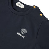 Versace Navy Blue Embroidered-Logo Stretch Cotton-Jersey T-Shirt