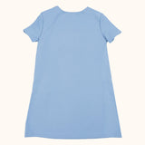 Versace Blue Dress Embroidered-Logo Milano-Stitch Dress