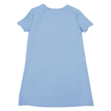 Versace Blue Dress Embroidered-Logo Milano-Stitch Dress