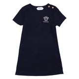 Versace Black Embroidered-Logo Milano-Stitch Dress