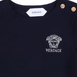 Versace Black Embroidered-Logo Milano-Stitch Dress
