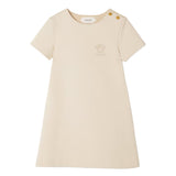 Versace Cream Embroidered-Logo Milano-Stitch Dress