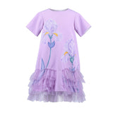 Stella Rossa Lilac Floral Ruffle Tulle A-Line Dress