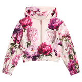 Dolce & Gabbana Pink Peony Print Zip-Up Hoodie
