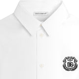 Dolce & Gabbana White Shirt With Embroidered Crest Logo