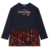 Dolce & Gabbana Black Cotton Poppy-Print Mini Dress