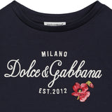 Dolce & Gabbana Black Cotton Poppy-Print Mini Dress