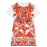 Dolce & Gabbana Whited Majolica-Print Jersey Dress