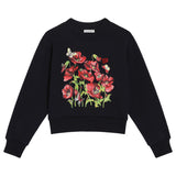 Dolce & Gabbana Black Poppy-Print Cotton Sweatshirt