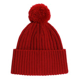 Dolce & Gabbana Red Cable-Knit Pom-Pom Beanie Hat