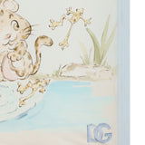 Dolce & Gabbana Light Blue Trim Printed Baby Blanket