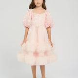 Flounces Skirt Dress, soft pink(86)