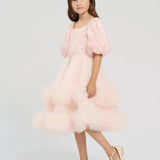 Flounces Skirt Dress, soft pink(86)