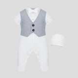 Smart set( overall and bonnet),white blue(56)